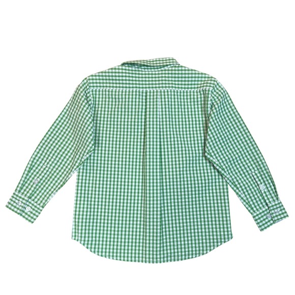 Little English Boys Gingham Button Down Shirt Green White Size 7 100% Cotton - Picture 3 of 14